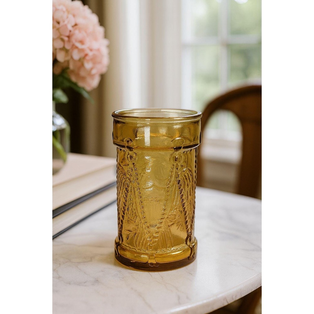 Vintage Wheaton Amber Eagle Juice Glass | 1970s New Jersey Glassware